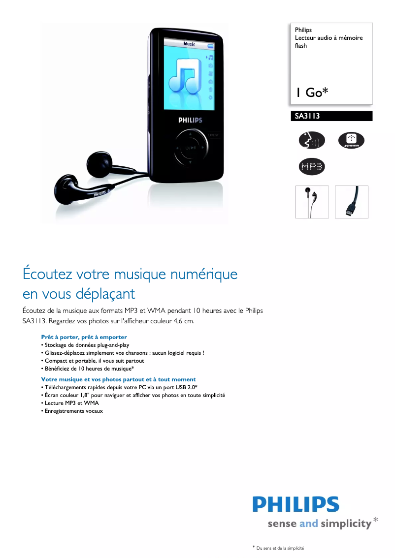 Image de la première page du manuel de l'appareil SA3113