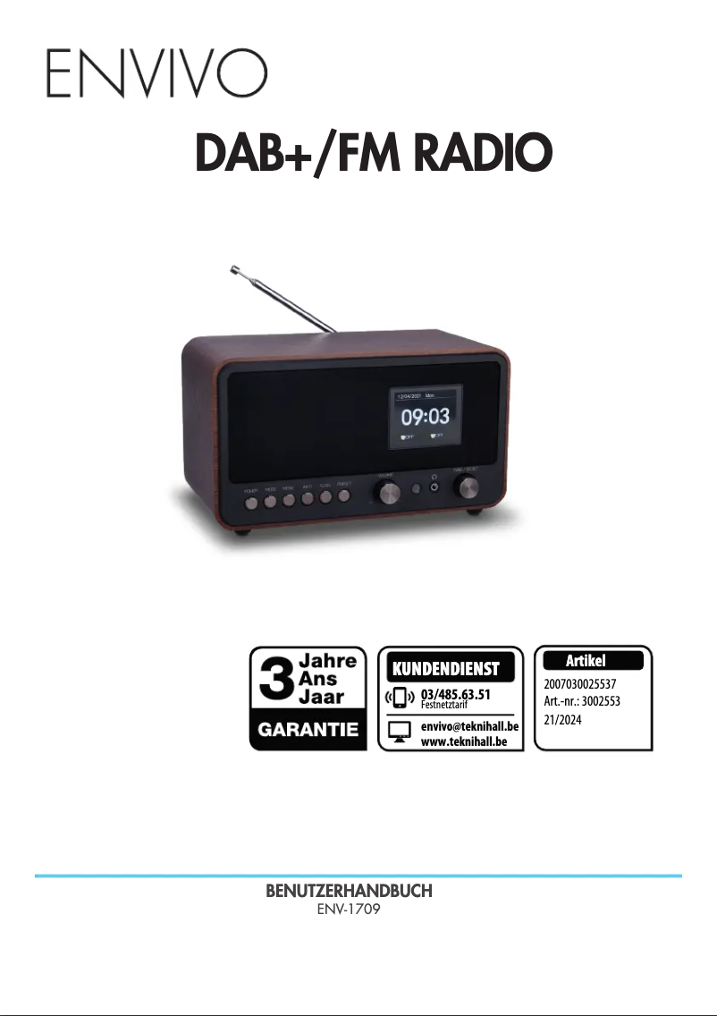 Page 1 de la notice Manuel utilisateur Envivo ENV-1709