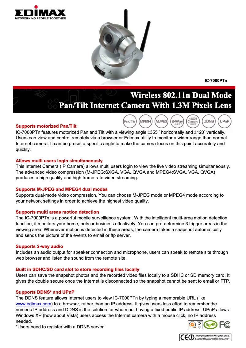 Página 1 del manual Manual de usuario Edimax IC-7000PTn V2