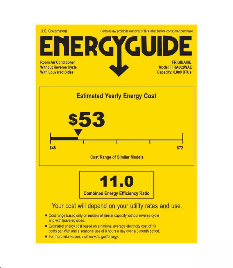 Page n°1 - Label énergétique Frigidaire FFRA062WAE
