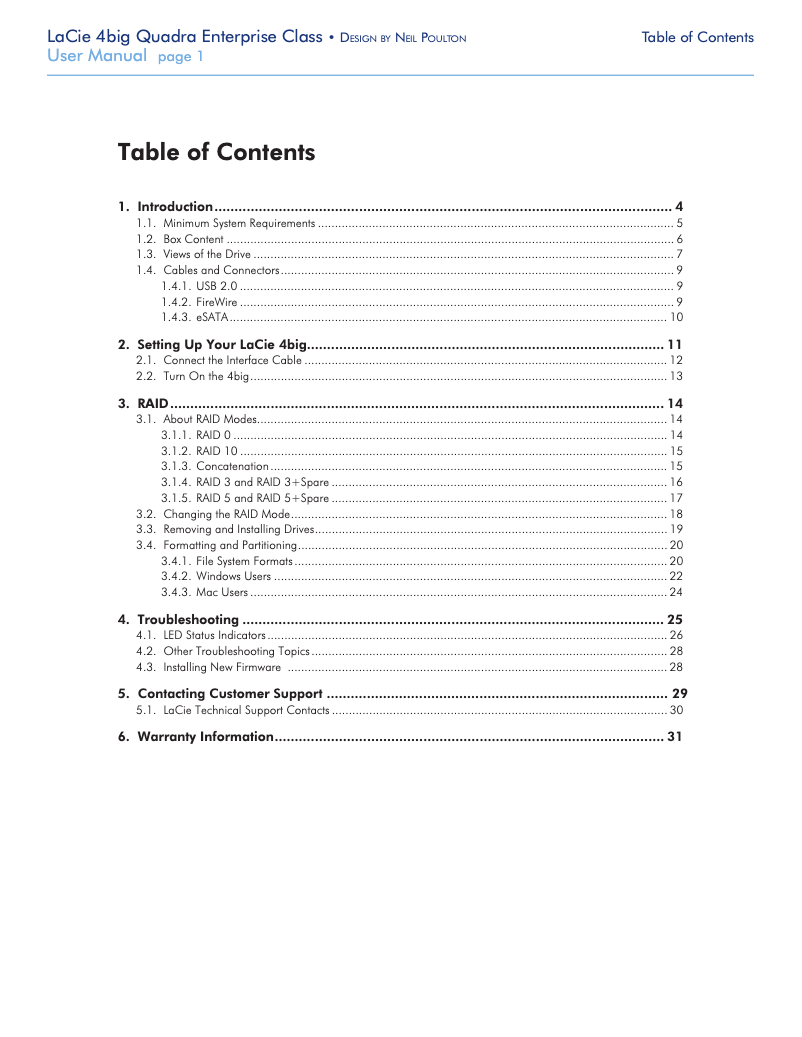 Página 1 del manual Manual de usuario LaCie 4big Quadra Enterprise