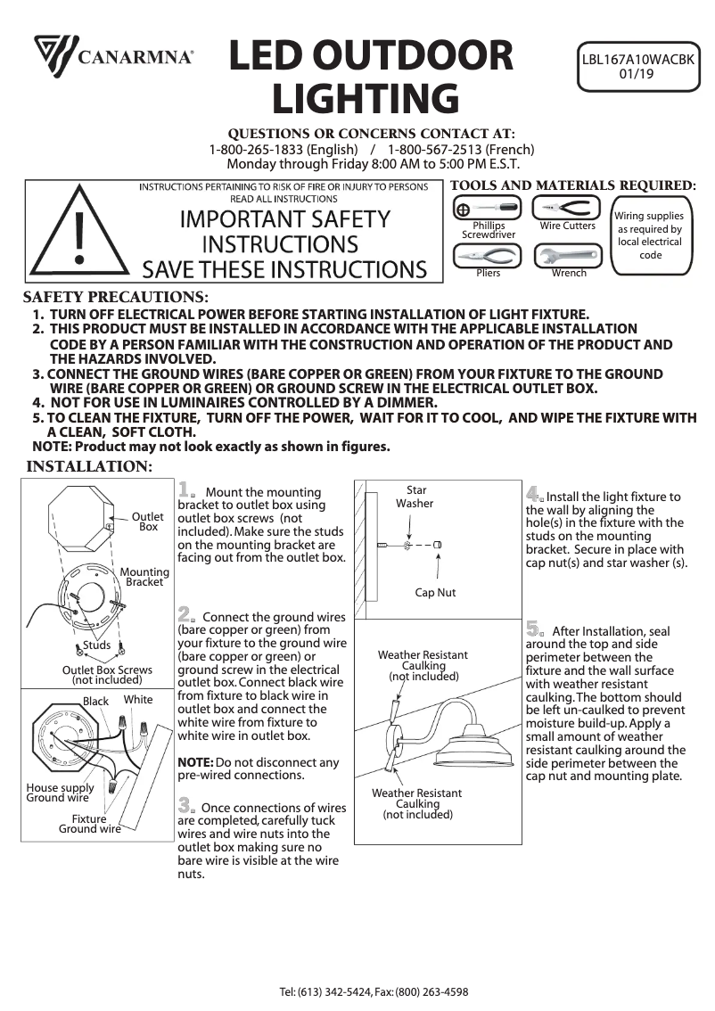 Page n°1 - Manuel utilisateur Canarm LBL167A10WACBK
