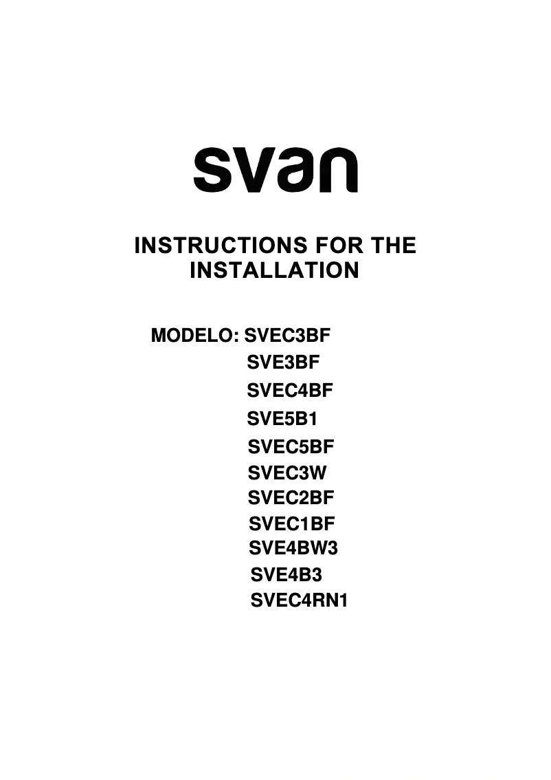 Page 1 de la notice Manuel utilisateur SVAN SVE5B1