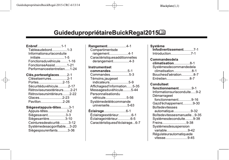 Imagen de la primera página del manual del dispositivo Regal (2015)