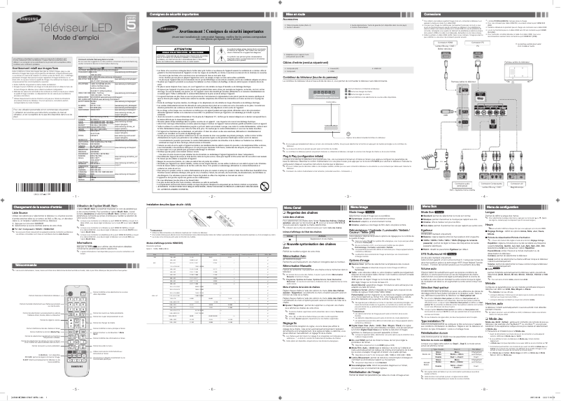 Image de la première page du manuel de l'appareil UA48J5000AR