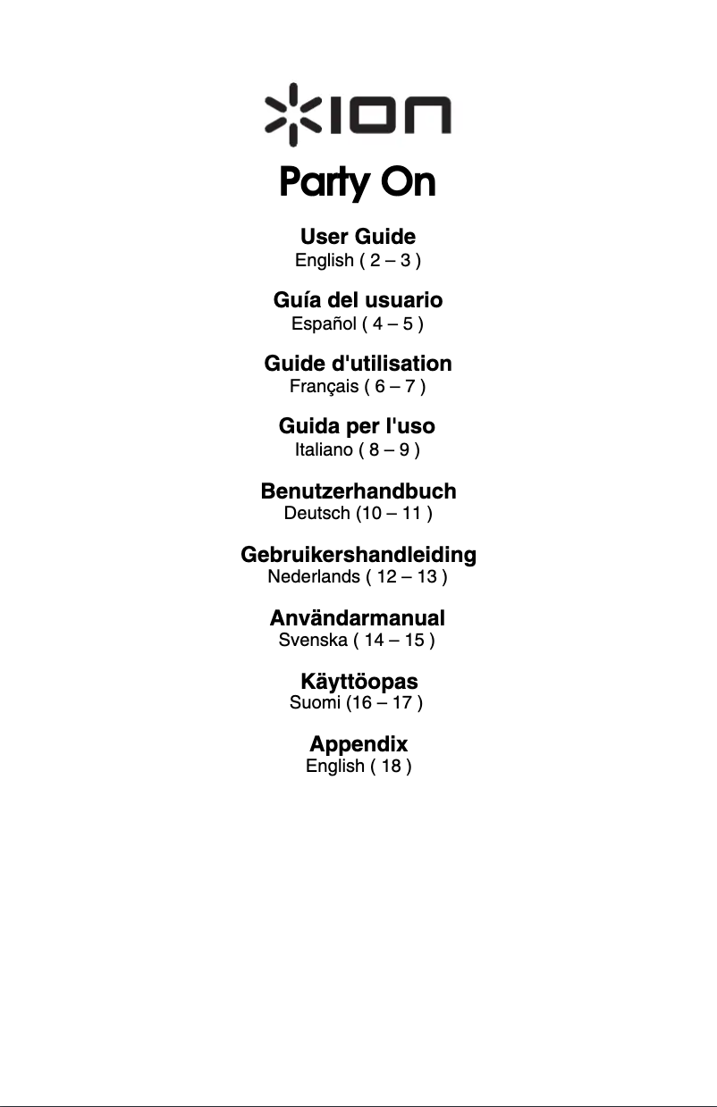 Page 1 de la notice Manuel utilisateur ION Party On