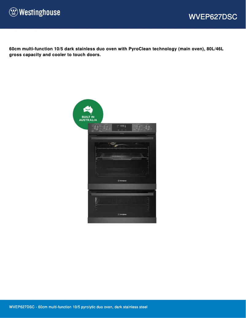 Image de la première page du manuel de l'appareil WVEP627DSC