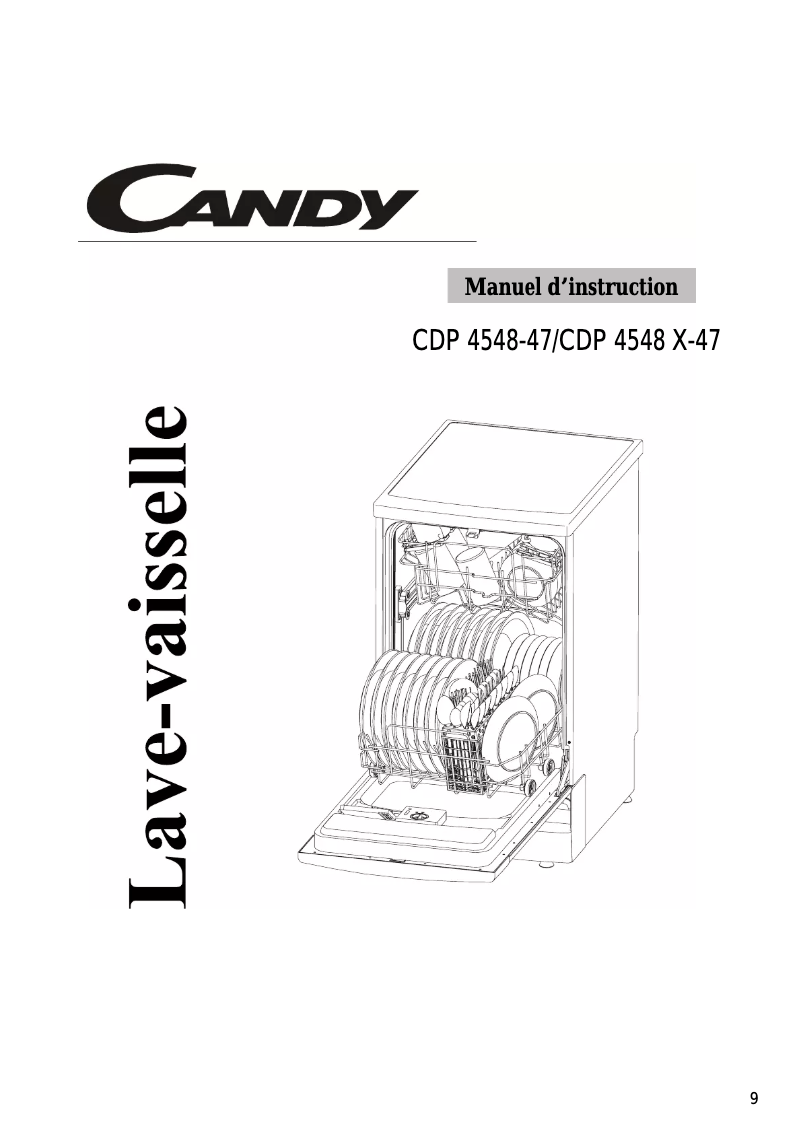 Page 1 de la notice Manuel utilisateur Candy CDP 4548