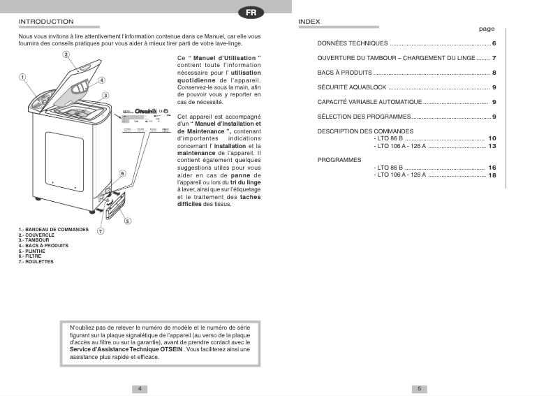 Page 1 de la notice Manuel utilisateur Candy LTO 106 A SYMBOL