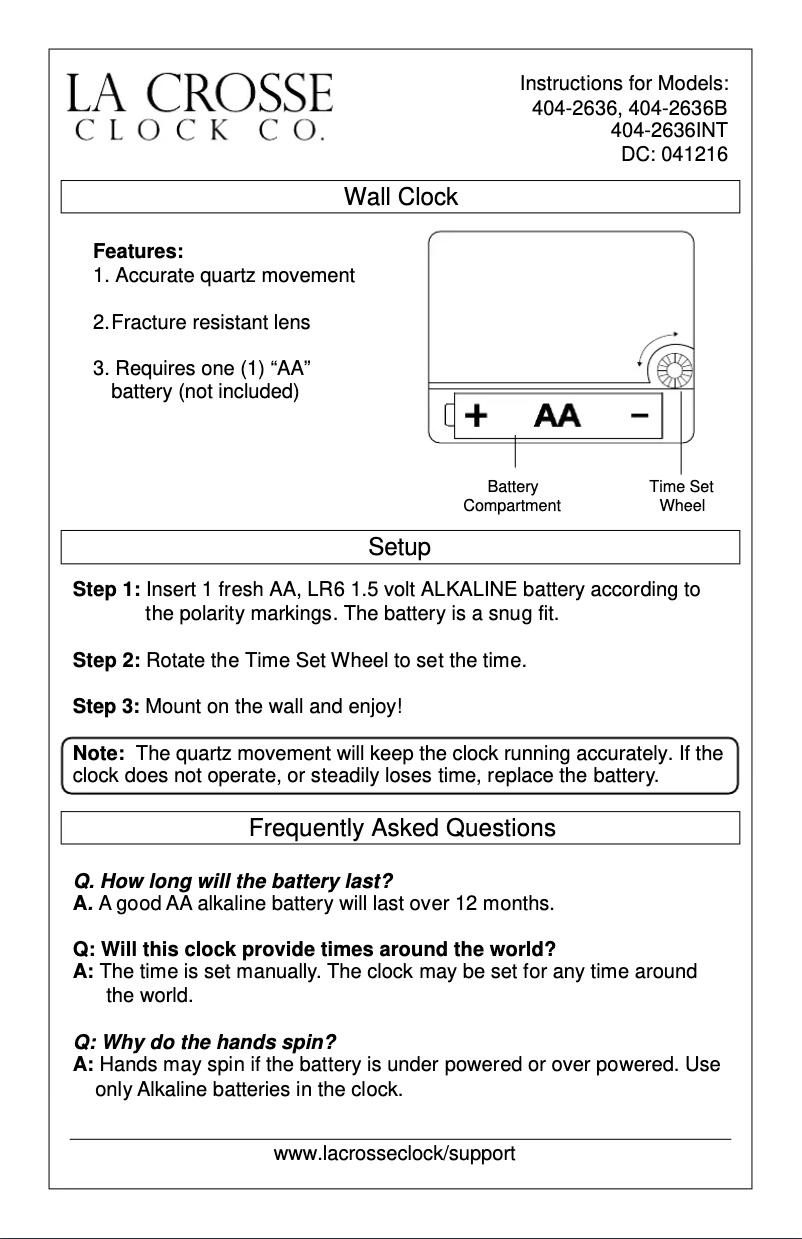 Page n°1 - Manuel utilisateur La Crosse Technology 404-2636