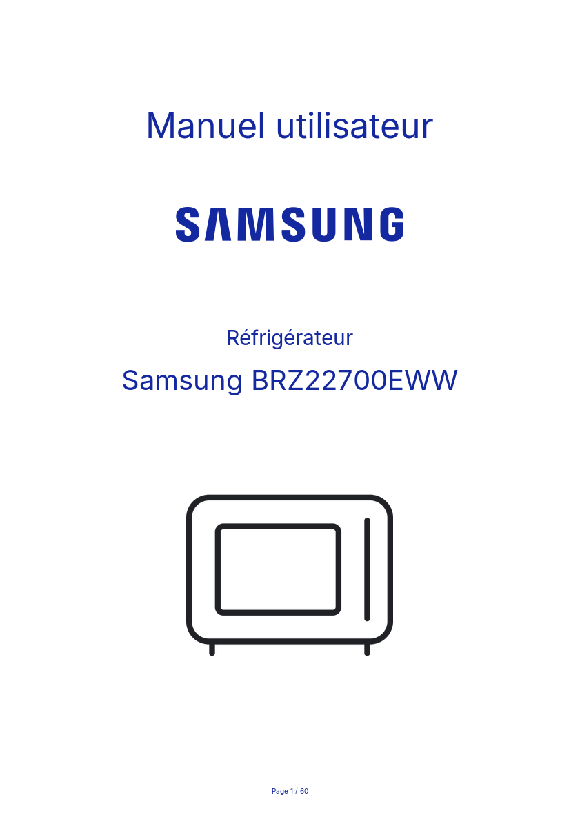 Page n°1 - Manuel utilisateur Samsung BRZ22700EWW