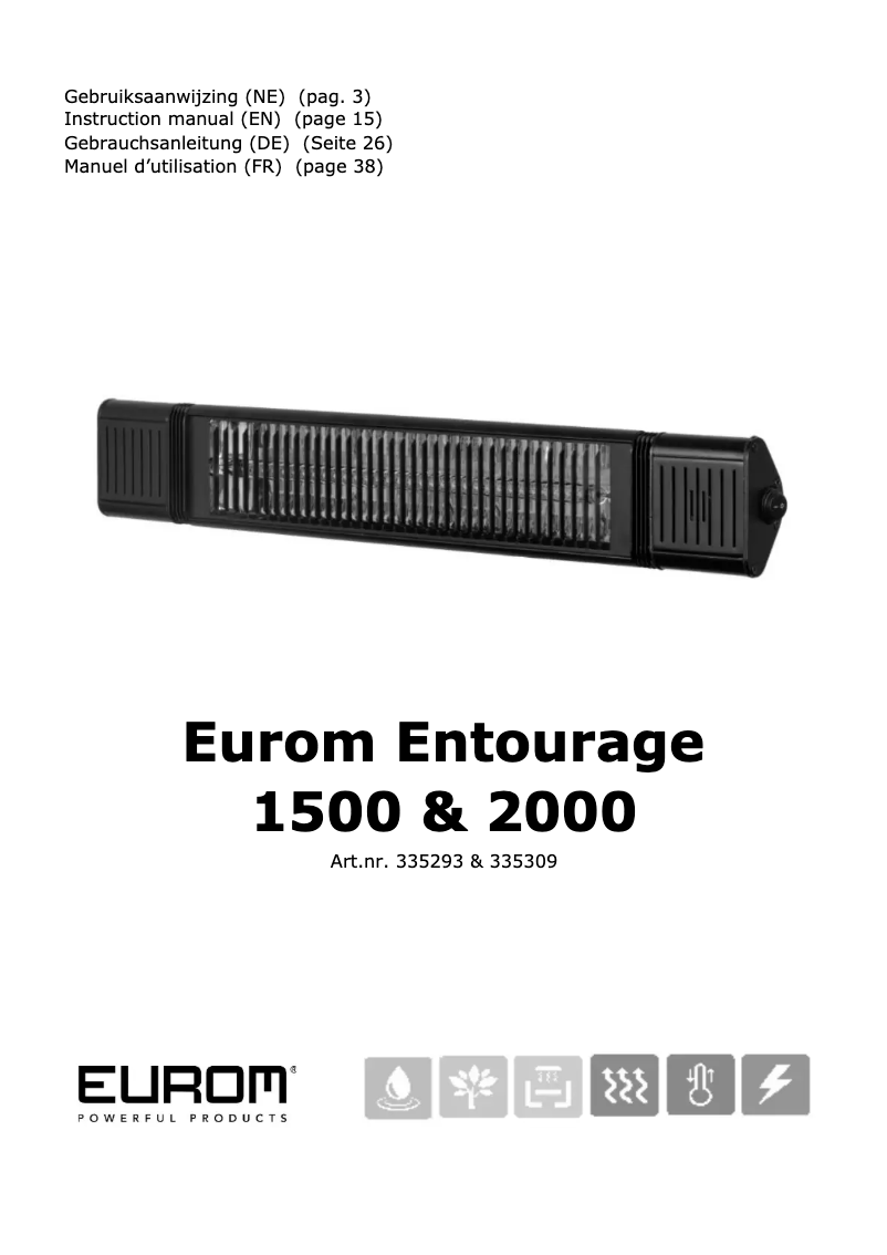 Page 1 de la notice Manuel utilisateur Eurom Entourage 2000