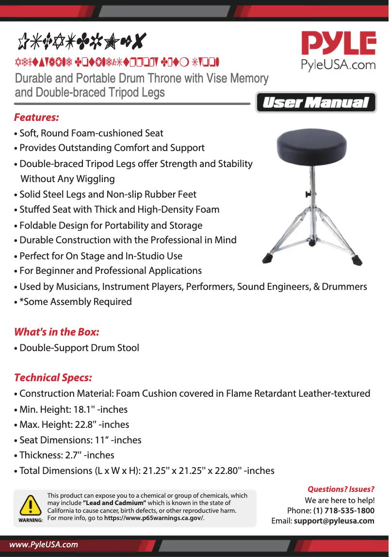 Página 1 del manual Manual de usuario Pyle PSEATDRM28