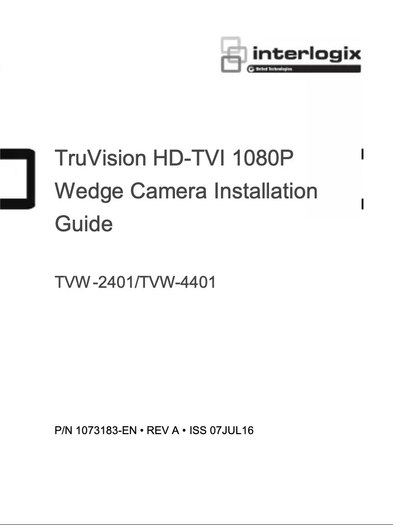 Page n°1 - Manuel utilisateur Interlogix TruVision TVW-2401