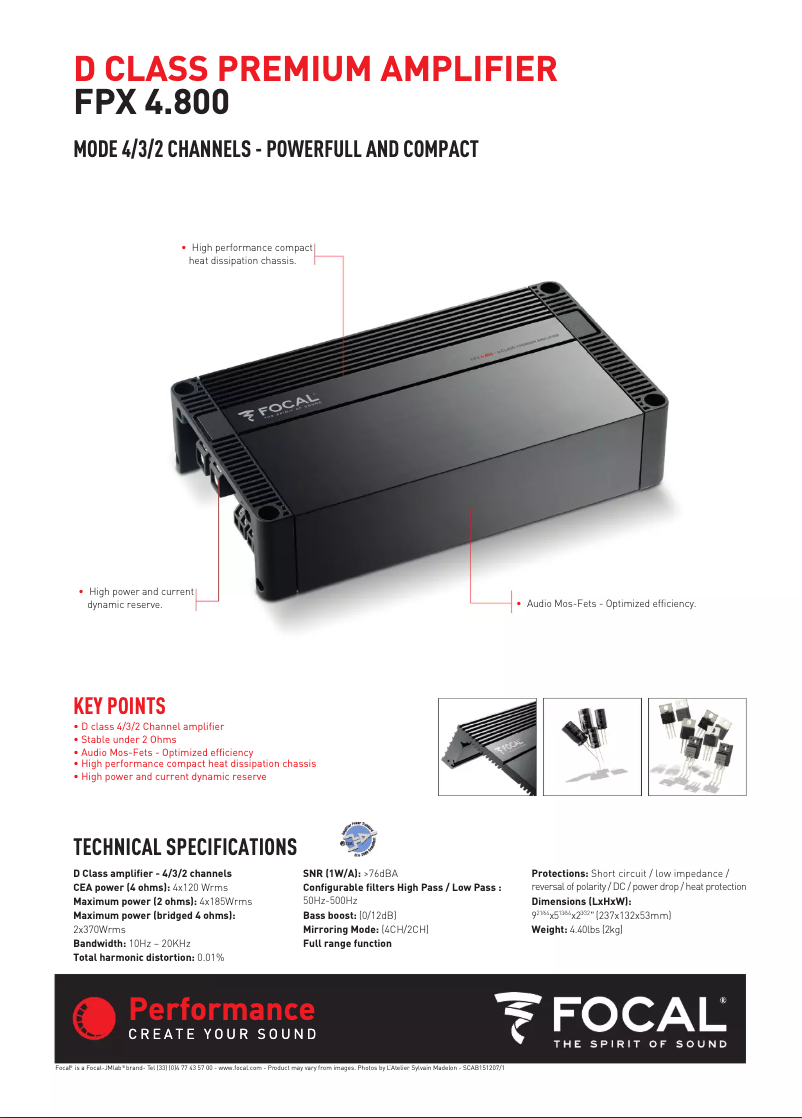 Page n°1 - Fiche technique Focal FPX 4.800