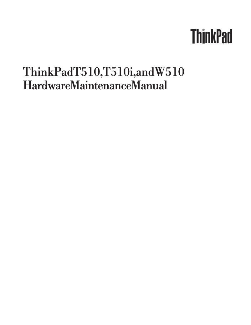 Page 1 de la notice Manuel utilisateur Lenovo ThinkPad W510i