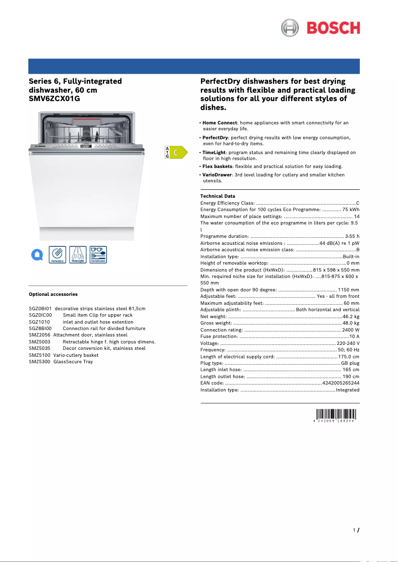 Image de la première page du manuel de l'appareil Serie 6 SMV6ZCX01G