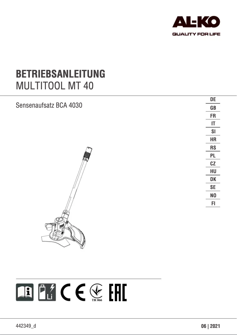 Page n°1 - Manuel utilisateur AL-KO BCA 4030