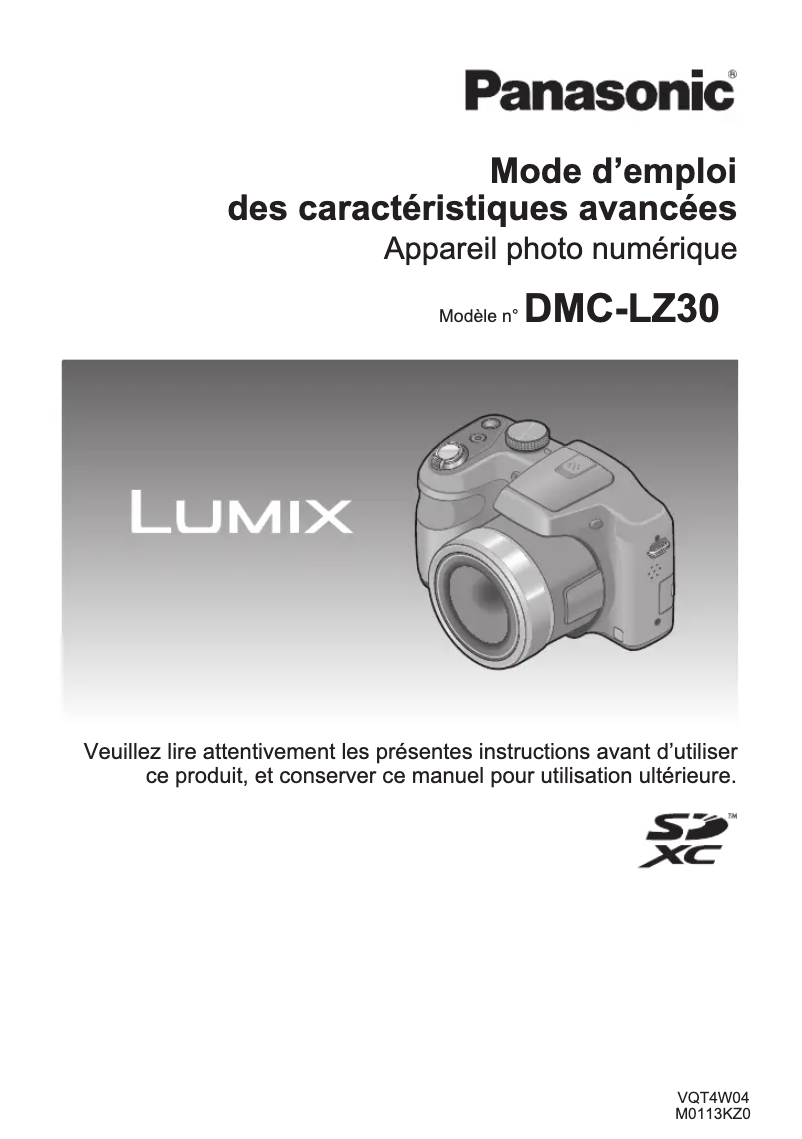 Page 1 de la notice Manuel utilisateur Panasonic Lumix DMC-LZ30