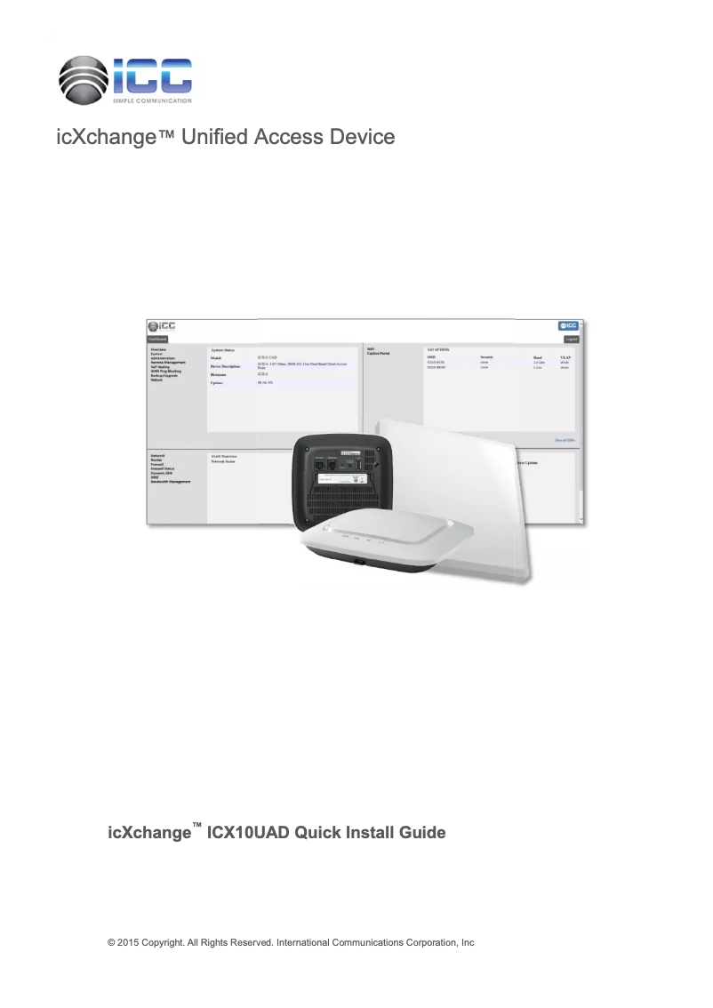 Page 1 de la notice Manuel utilisateur ICC ICX10UAD