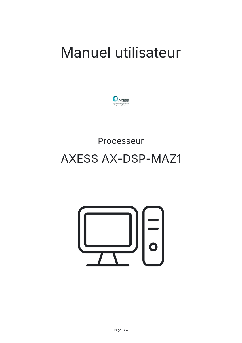 Page n°1 - Manuel utilisateur AXESS AX-DSP-MAZ1