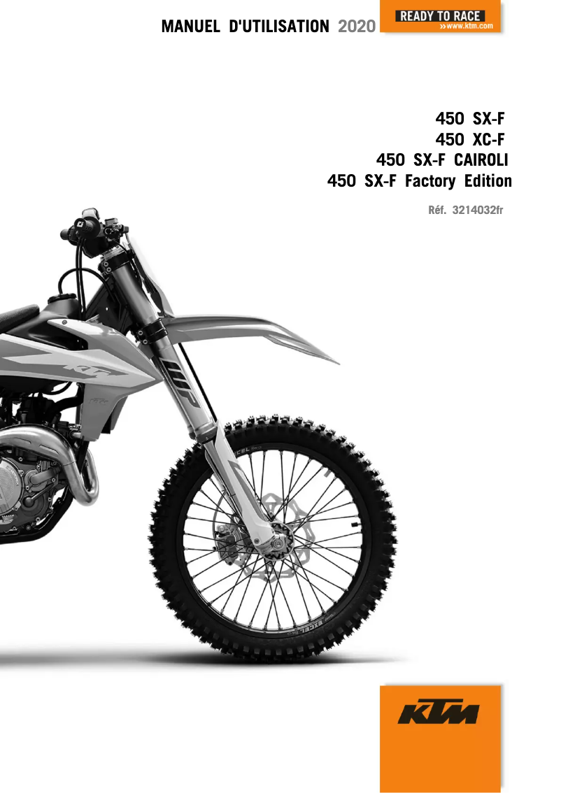 Page 1 de la notice Manuel utilisateur KTM 450 XC-F (2020)