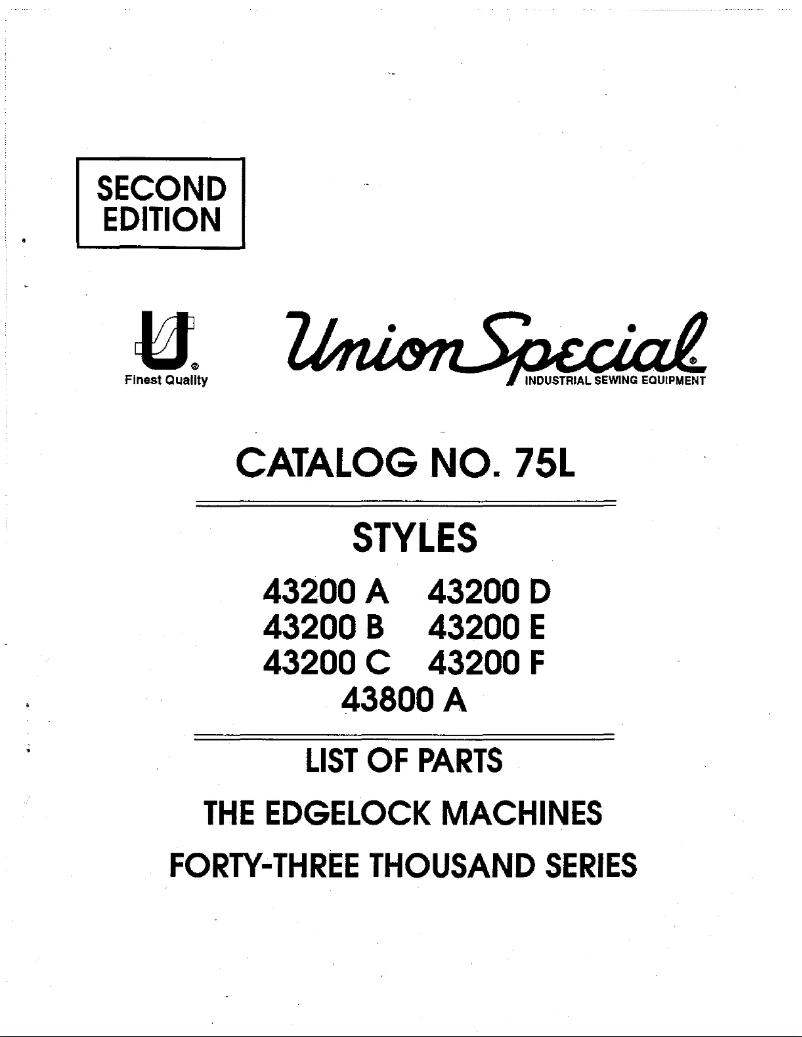 Page 1 de la notice Manuel utilisateur Union Special 43200E