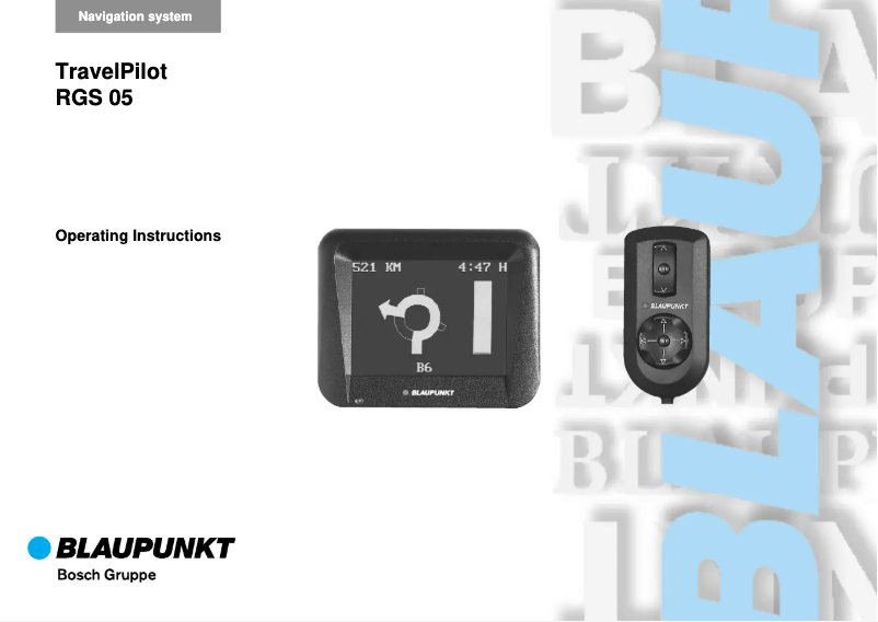 Page n°1 - Manuel utilisateur Blaupunkt TravelPilot RGS 05