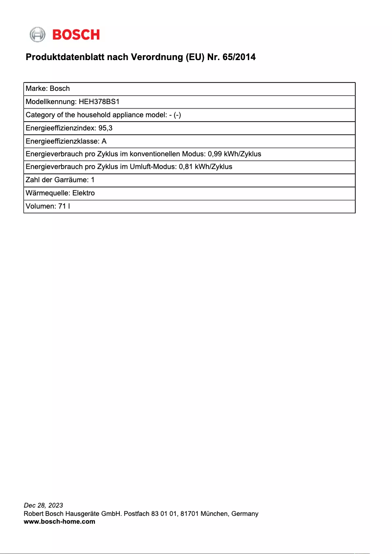 Image de la première page du manuel de l'appareil HEH378BS1