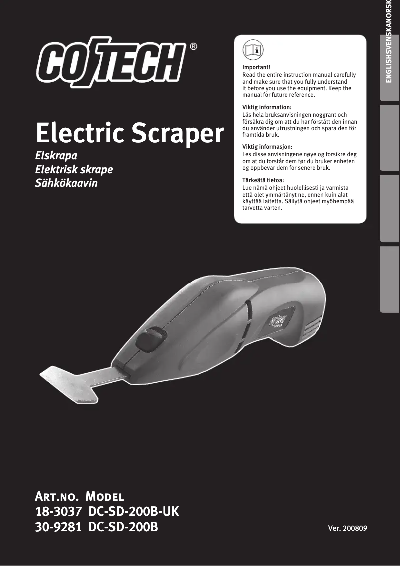 Page 1 de la notice Manuel utilisateur Cotech DC-SD-200B