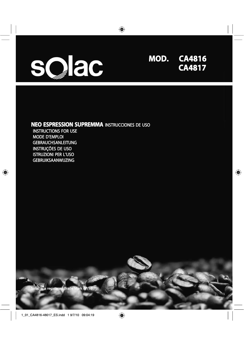 Page 1 de la notice Manuel utilisateur Solac CA 4817