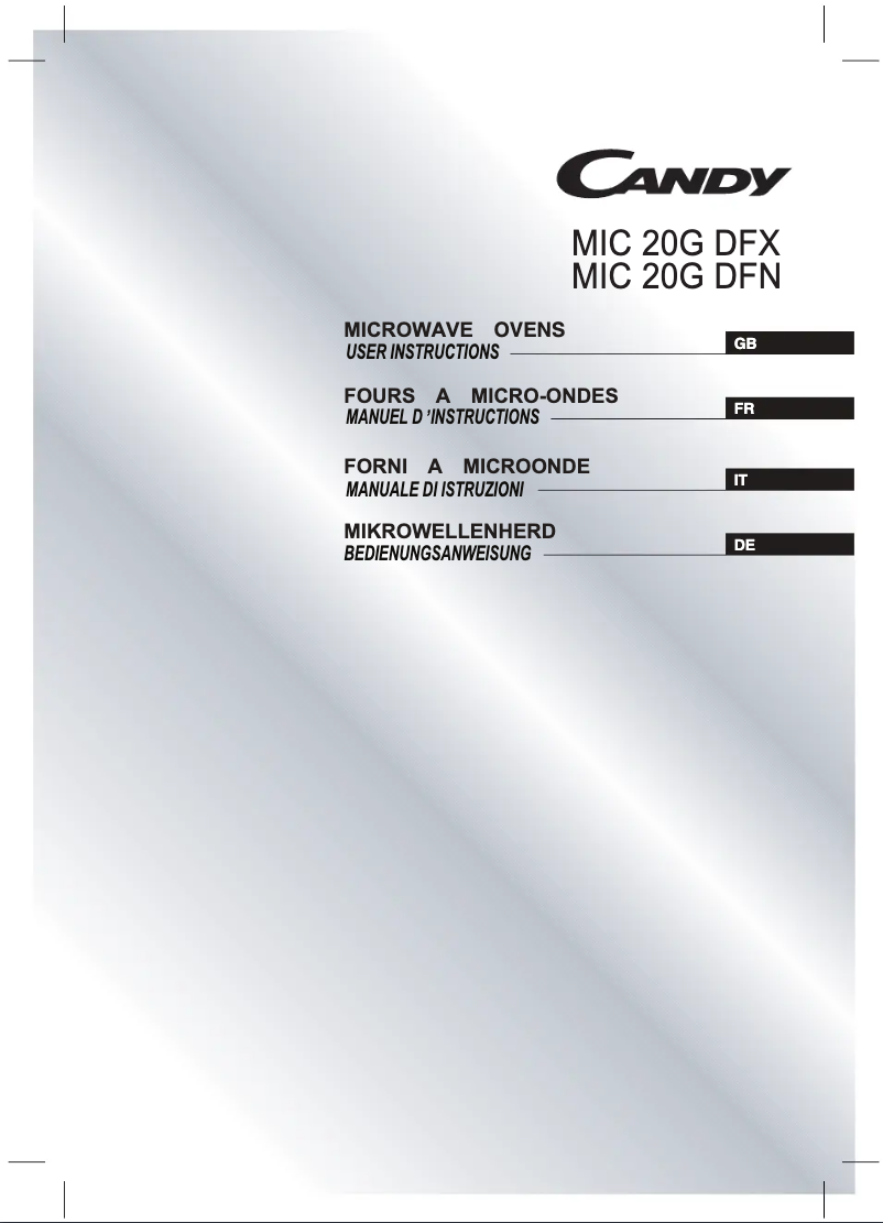 Page 1 de la notice Manuel utilisateur Candy MIC20GDFX-80