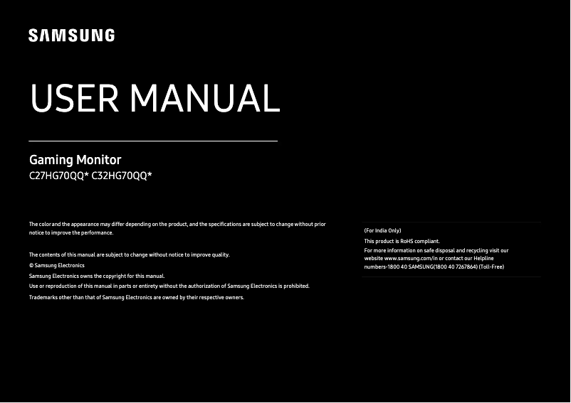 Page 1 de la notice Manuel utilisateur Samsung C32HG70QQE