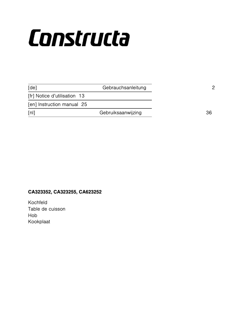 Page n°1 - Manuel utilisateur Constructa CX5BS606