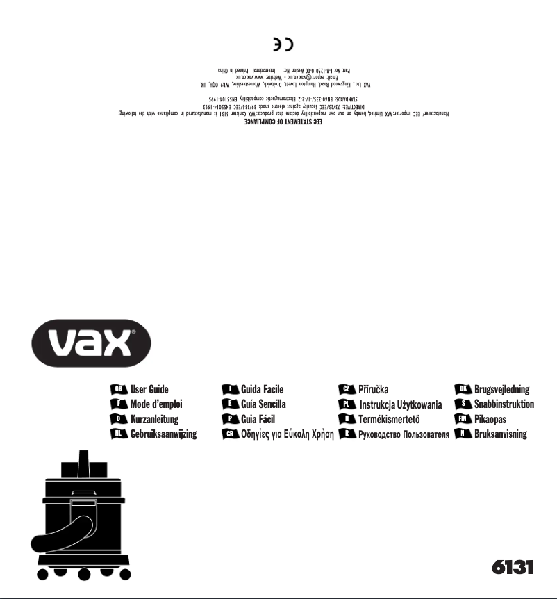 Page n°1 - Manuel utilisateur Vax 6140