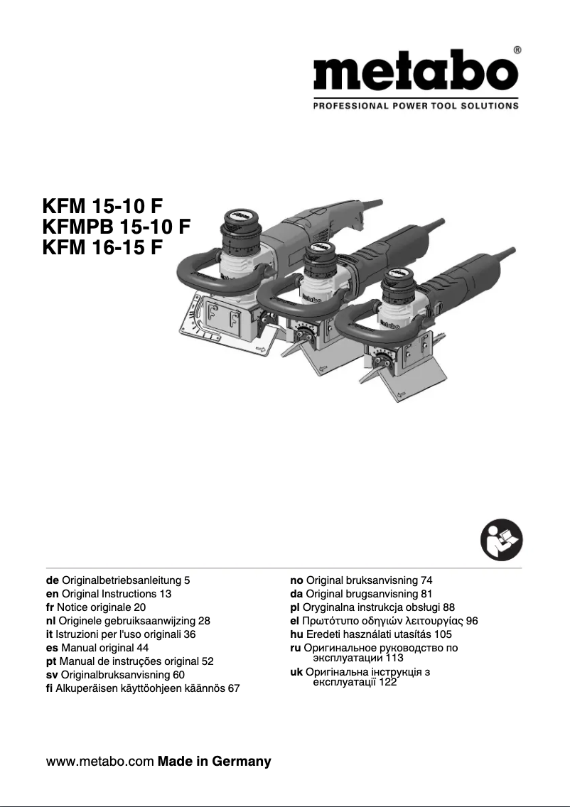 Page 1 de la notice Manuel utilisateur Metabo KFM 15-10 F