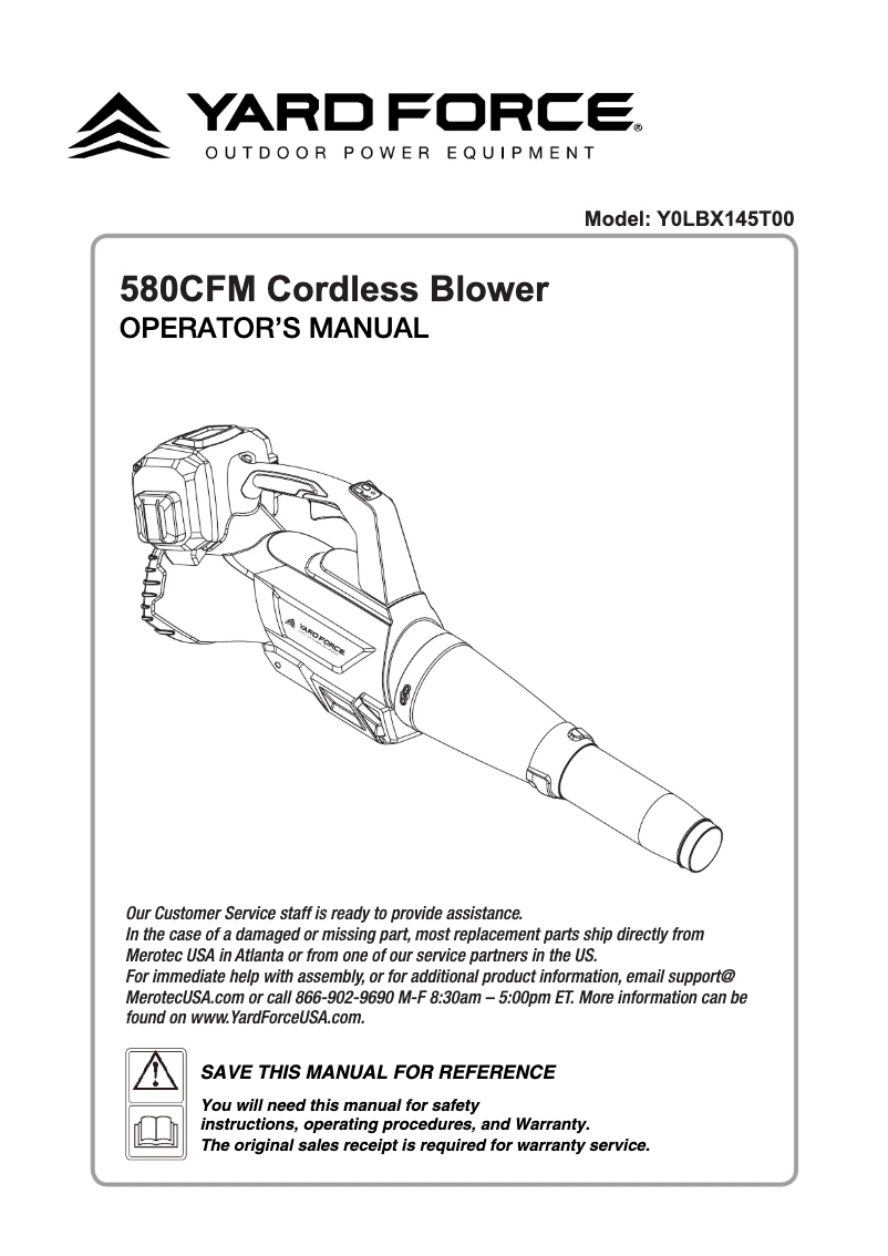 Page 1 de la notice Manuel utilisateur Yard Force Y0LBX145T00
