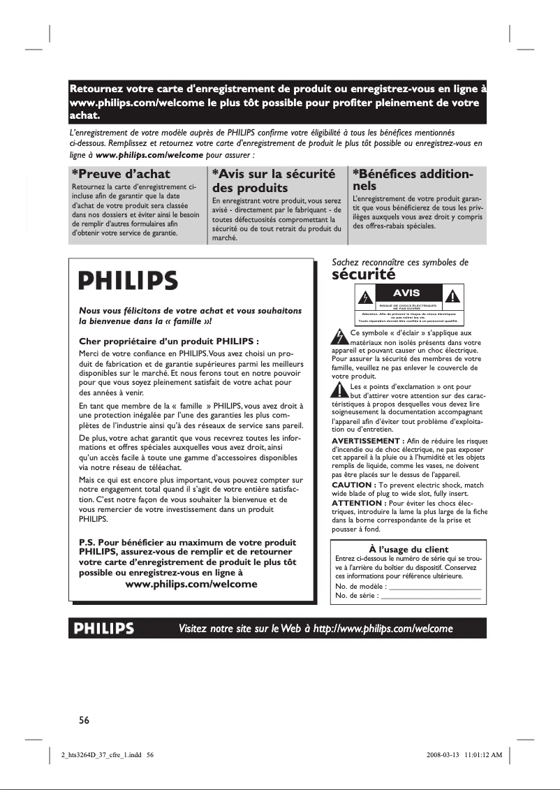 Image de la première page du manuel de l'appareil HTS3264D