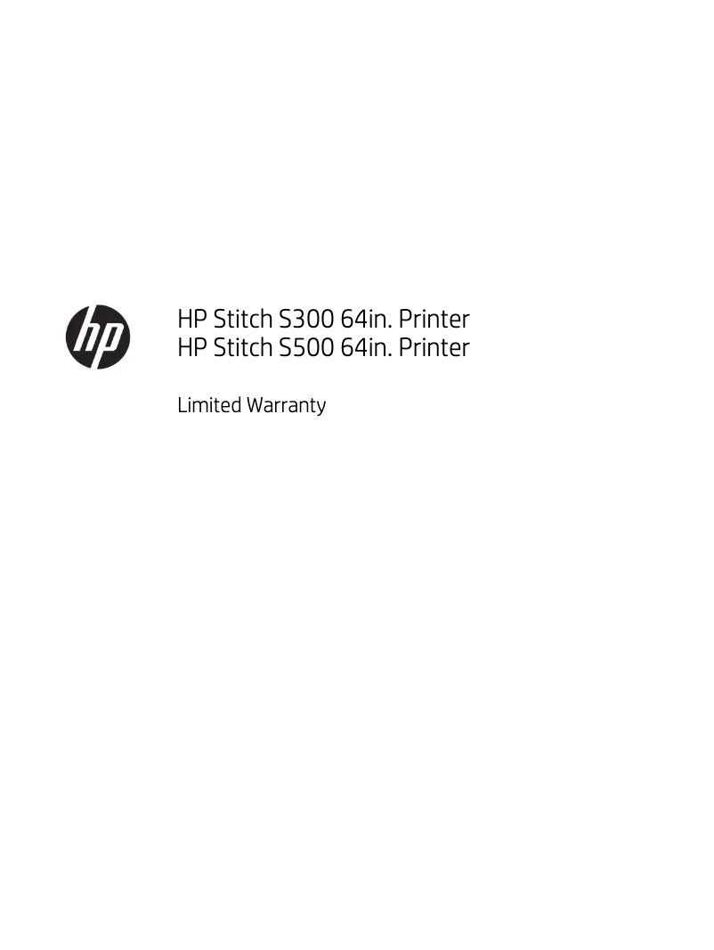 Page 1 de la notice Informations de garantie HP Stitch S300