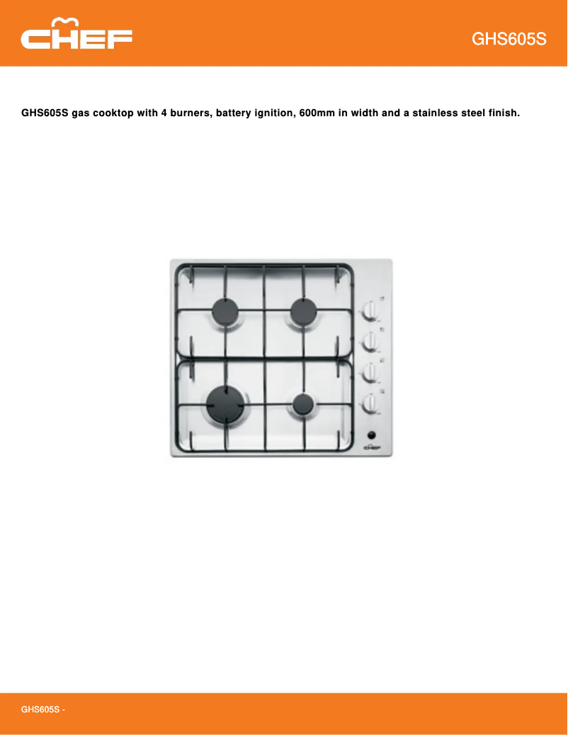 Page 1 de la notice Manuel utilisateur Chef GHS605S