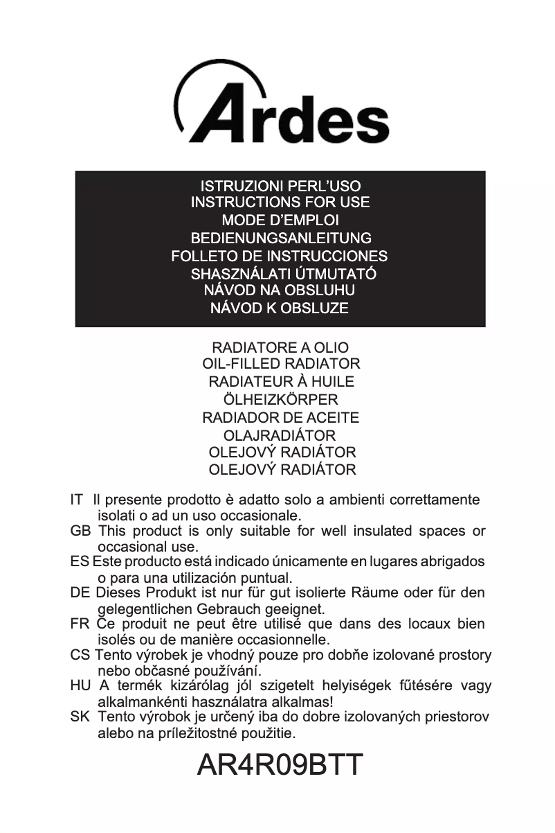 Page n°1 - Manuel utilisateur Ardes AR4R09BTT