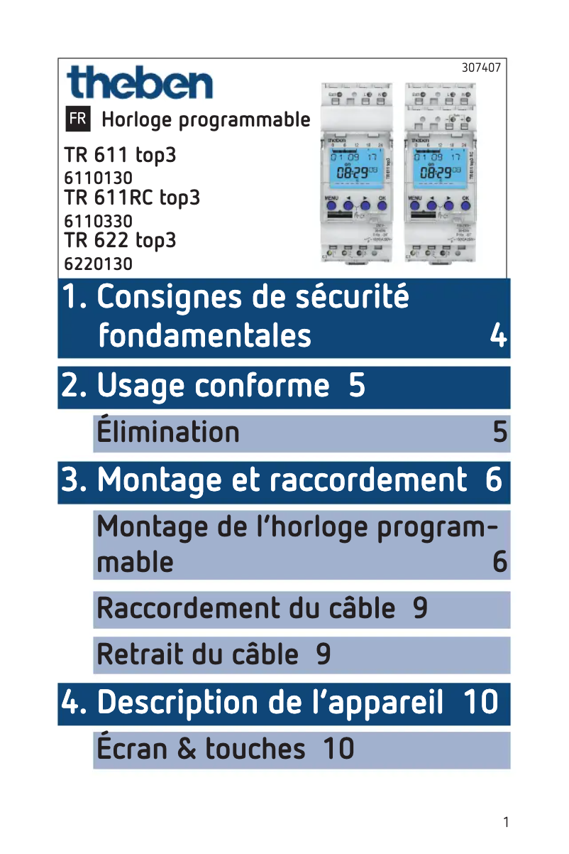 Page 1 de la notice Manuel utilisateur Theben TR 622 top3