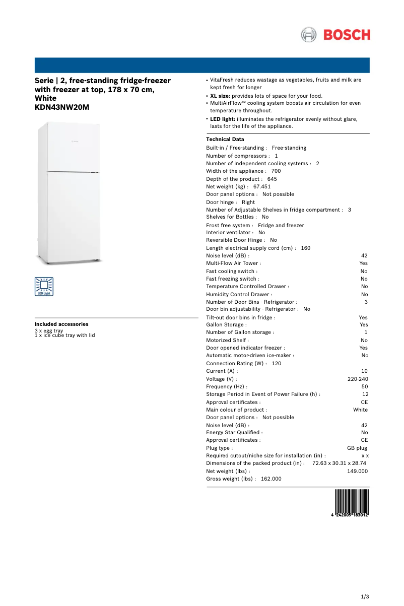 Image de la première page du manuel de l'appareil KDN43NW20M