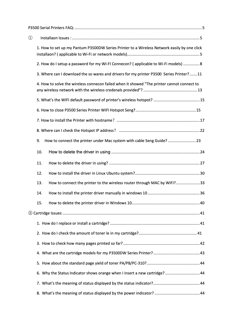 Page n°1 - FAQ Pantum P3500DN