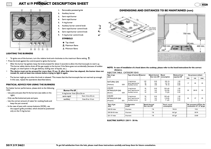 Page n°1 - Manuel utilisateur Whirlpool AKT 619/IX
