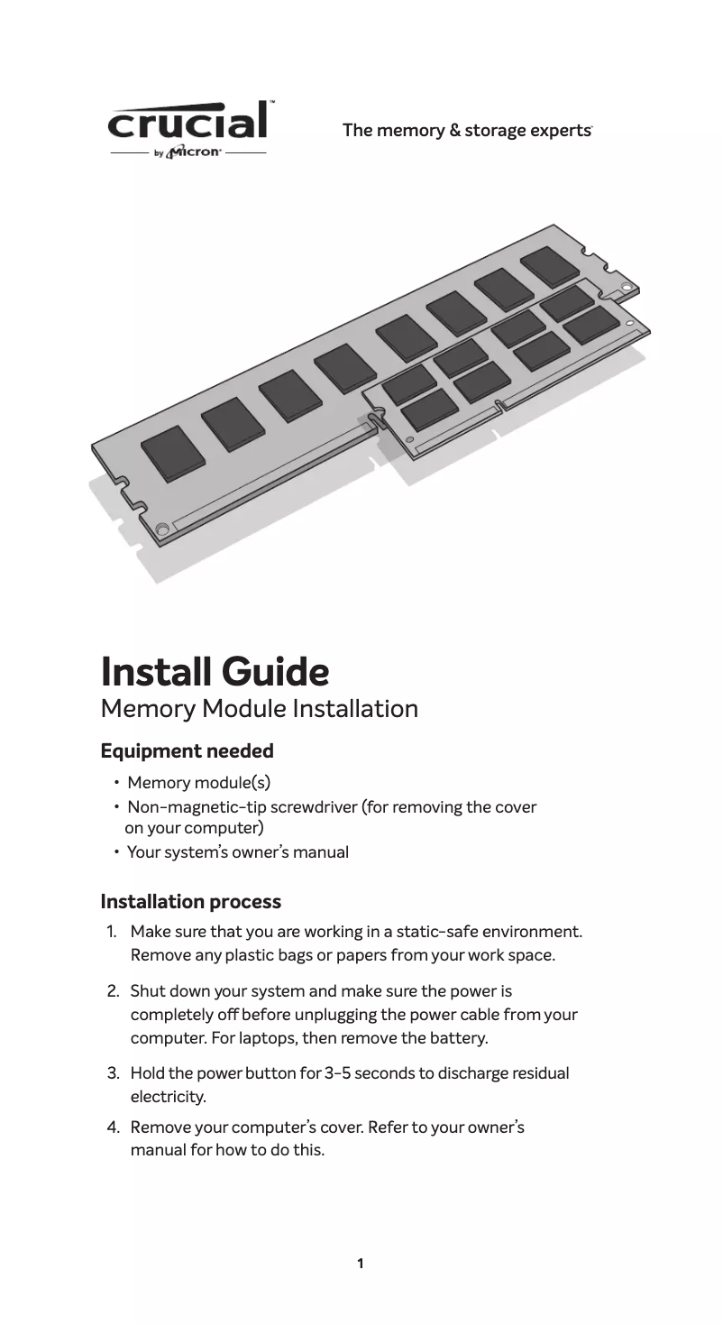 Page n°1 - Guide d'installation Crucial CT32G48C40U5