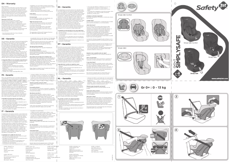 Page 1 de la notice Manuel utilisateur Safety 1st Simply Safe