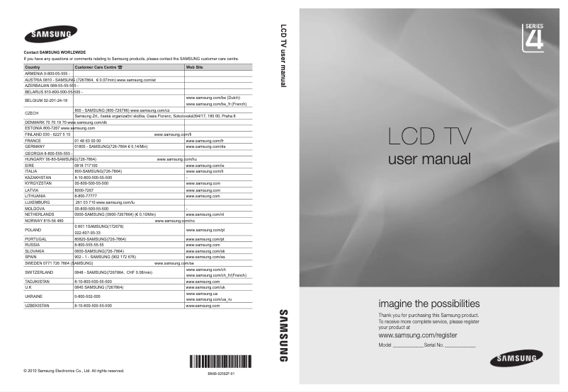 Page n°1 - Manuel utilisateur Samsung LE26C455E1W