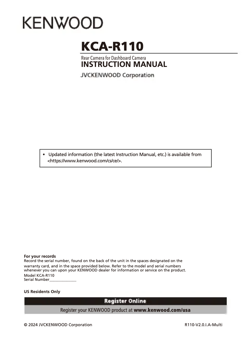 Image de la première page du manuel de l'appareil KCA-R110