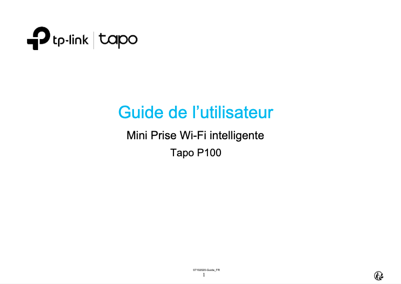 Page n°1 - Manuel utilisateur TP-Link Tapo P100